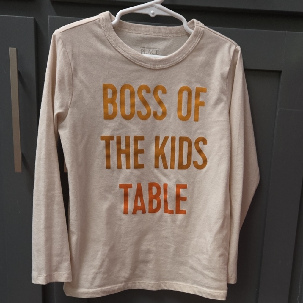 The Children's Place Beige Long Sleeve Tee with Bold Text